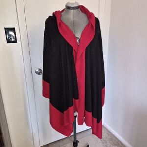Nina Leonard Black and Red Poncho/Shawl